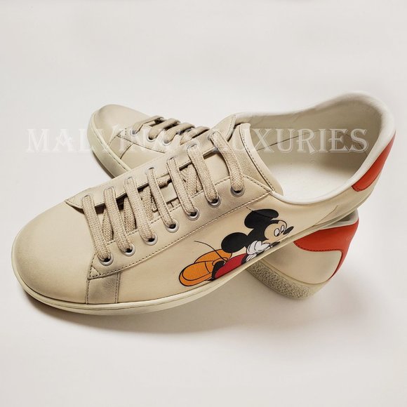 GUCCI SNEAKERS MENS LEATHER DISNEY ACE MICKEY MOUSE SIGNATURE SHOES - Picture 7 of 16